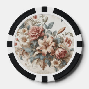 Lichte Antiek bloemen perfectie Poker Chips