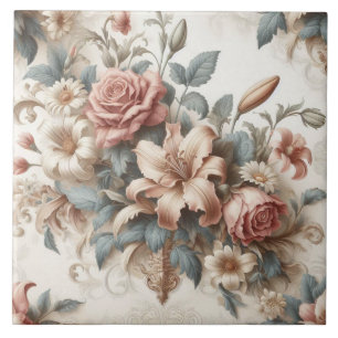 Lichte Antiek bloemen perfectie Tegeltje