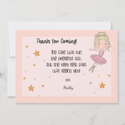 Lichte Ballerina Dankkaart Bedankkaart (Voorkant)