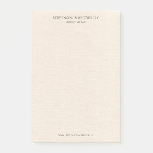 Lichte Beige Linnen Textuur Persoonlijk Post-it® Notes (Voorkant)