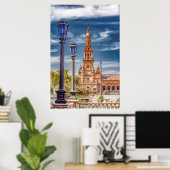 Lichte berichten op Plaza de Espana Poster (Thuiskantoor)