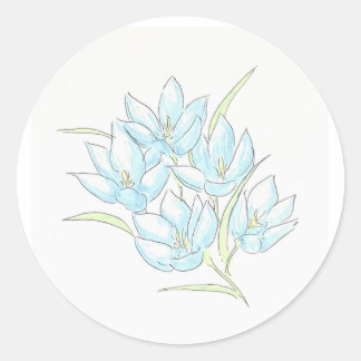 Lichte blauwe bloemen ronde sticker