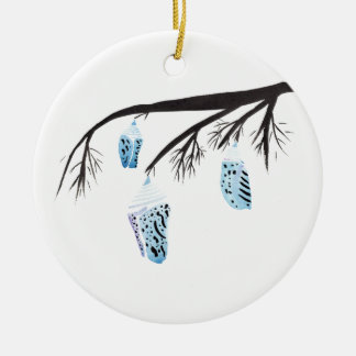 Lichte blauwe cocons keramisch ornament