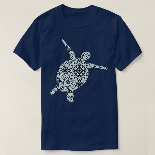 Lichte blauwe Mandala Turtle T-shirt (Design voorkant)