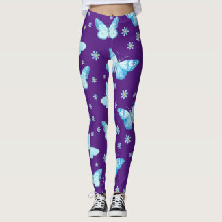 Lichte blauwe vlinders leggings