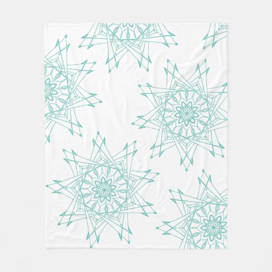 Lichte Blauwgroen en witte Sharp Mandala Fleece Bl (Voorkant)