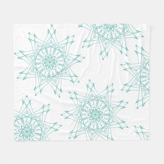 Lichte Blauwgroen en witte Sharp Mandala Fleece Bl (Voorkant (Horizontaal))
