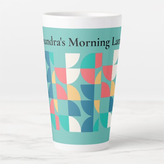 Lichte Blauwgroen Mid-Century Mod Geometric 1960s  Latte Mok (Voorkant)