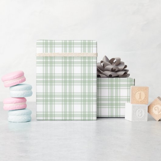 Lichte Bleke Sage Wrapping Pattern Roll Cadeaupapier (Baby Shower)