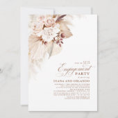 Lichte bloemen Pampas Grass Boho Engagement Party Kaart (Voorkant)