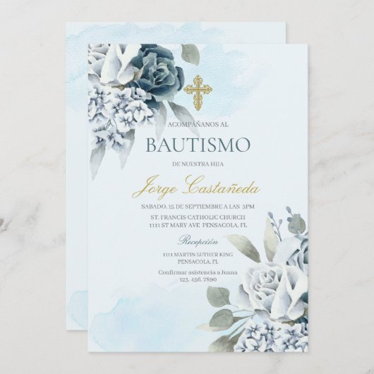 Lichte bloemendoop kaart (Voorkant / Achterkant)