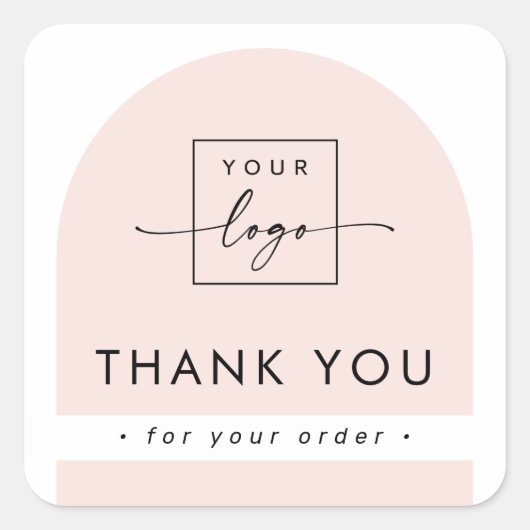 Lichte blush roze boog bedrijf dank u vierkante sticker (Voorkant)
