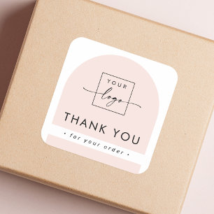Lichte blush roze boog bedrijf dank u vierkante sticker