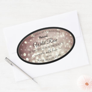Lichte Bourgogne glitter Sparkle Stars Productlabe Ovale Sticker