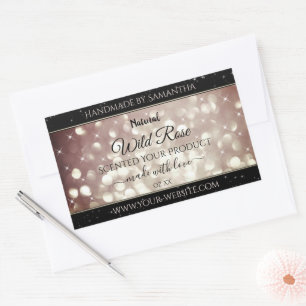 Lichte Bourgogne glitter Sparkle Stars Productlabe Rechthoekige Sticker