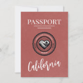 Lichte Bourgondische California Passport Save The Date (Voorkant)