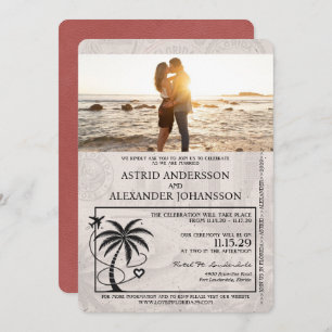 Lichte Bourgondische Florida Passport Uitnodiging 