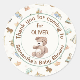Lichte Crème Boho Baby Shower Favorietje Ronde Sticker