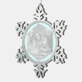 Lichte Cyaan Hexagon Photo Border Tin Sneeuwvlok Ornament (Rechts)