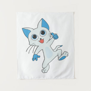 LICHTE CYAANSE KITTEN MET BLAUWE JONGEN, EARS WANDKLEED