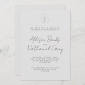 Lichte elegante trouwuitnodiging met bloemendetail save the date (Voorkant / Achterkant)