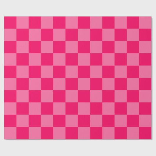 Lichte en Hot Pink Checker Patroon Ontwerp Cadeaupapier (Vlak)