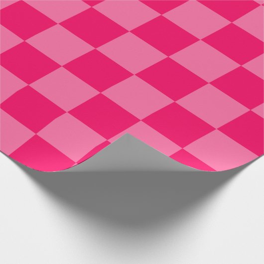 Lichte en Hot Pink Checker Patroon Ontwerp Cadeaupapier (Hoek)
