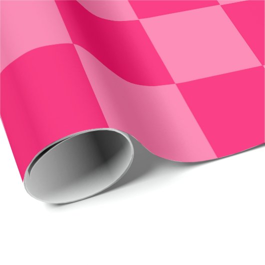 Lichte en Hot Pink Checker Patroon Ontwerp Cadeaupapier (Rol Hoek)