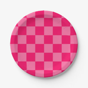 Lichte en Hot Pink Checker Patroon Ontwerp Papieren Bordje