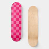 Lichte en Hot Pink Checker Patroon Ontwerp Skateboard (Voorkant)
