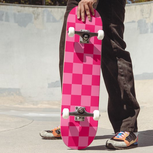 Lichte en Hot Pink Checker Patroon Ontwerp Skateboard
