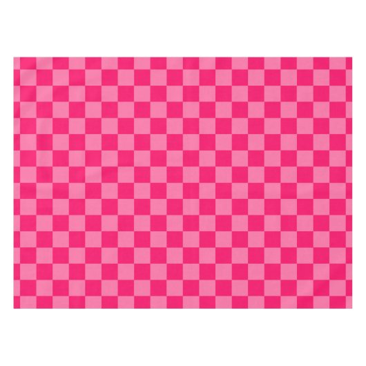 Lichte en Hot Pink Checker Patroon Ontwerp Tafelkleed (Voorkant (Horizontaal))