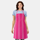 Lichte en Hot Pink Stijlvolle Strepen Patroon Desi Schort (Gedragen)