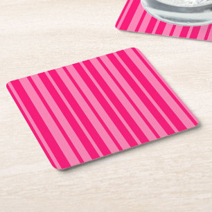 Lichte en Hot Pink Stijlvolle Strepen Patroon Desi Vierkante Kartonnen Onderzetter