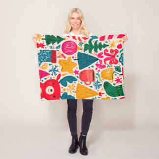 Lichte en speelse kerstdoodlepatroon fleece deken