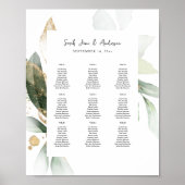 Lichte Eucalyptus Glow Gold Event Seating Chart 9- Poster (Voorkant)