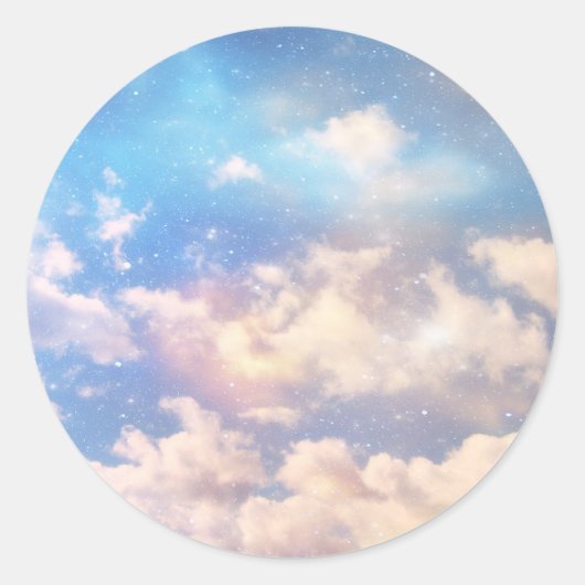 Lichte Fantasy Clouds Ronde Sticker (Voorkant)