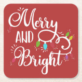 lichte feestdagen vierkante kartonnen onderzetter (Voorkant)