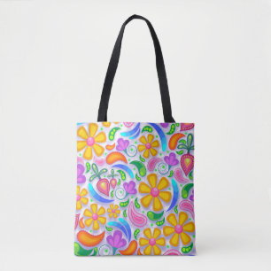 lichte florale canvas tas