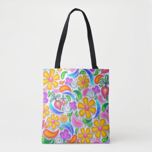 lichte florale canvas tas (Voorkant)