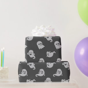 Lichte grijze spoken donkere grijze Halloween Cadeaupapier