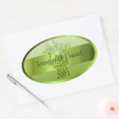Lichte groene aangepaste wijnlabels ovale sticker (Envelop)