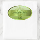 Lichte groene aangepaste wijnlabels ovale sticker (Tas)