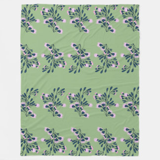 Lichte groene bloemige takjes fleece deken