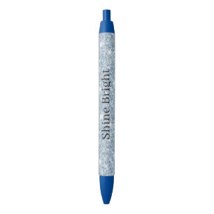 Lichte Hemelblauwe Glitter Verjaardag Zwarte Inkt Pen