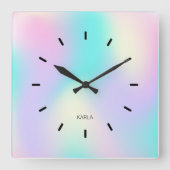 Lichte holografische achtergrond vierkante klok (Voorkant)