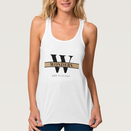 Lichte houtnerf lijst monogram team tanktop (Voorkant)