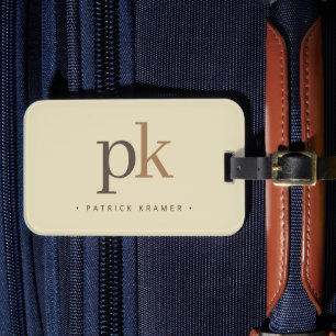 Lichte Khaki Twee Tons Minimalistische Monogram Bagagelabel