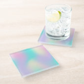Lichte kleuren holografische achtergrond onderzett glazen onderzetter (Schuin)