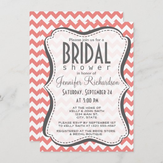 Lichte koraal Chevron strepen Kaart (Voorkant / Achterkant)